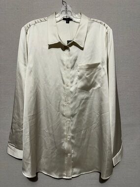 NWT Tahari ASL Satin Button Down Blouse - size XL